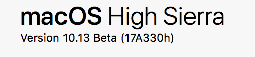 High Sierra SW Version