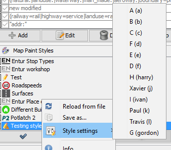 screenshot of josm using the style