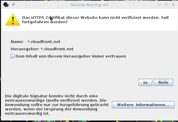The error (in German)