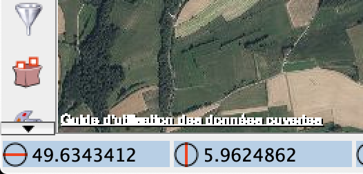 Screenshot showing lat/lon text (good) and imagery (big pixels)