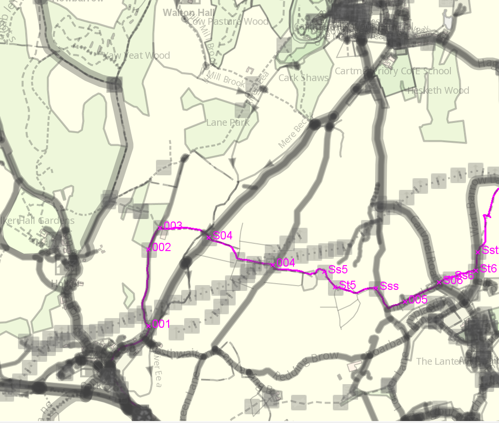 A screenshot of the data layer together with the GPX track