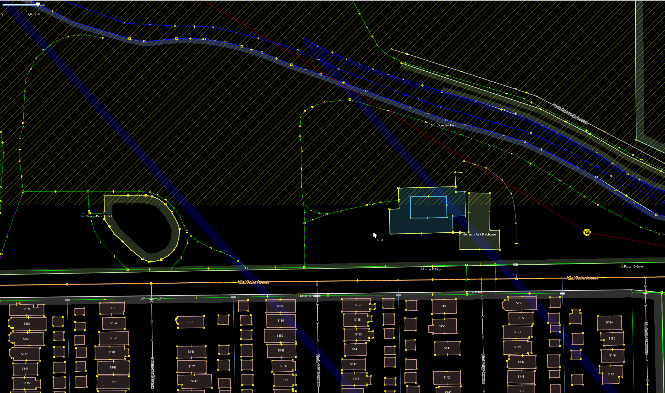 Screenshot of the blue stripes coming from the edge of the downloaded area.