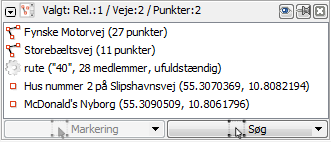 Skærmprint af markeringslisten