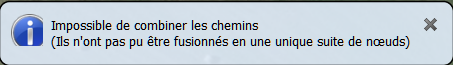 Notification d'impossibilité de fusionner les chemins