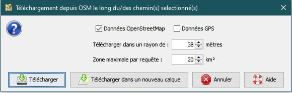 Fenêtre des choix des données/valeurs