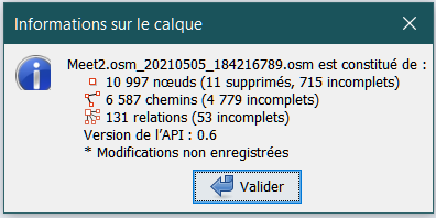 Informations du calque des données