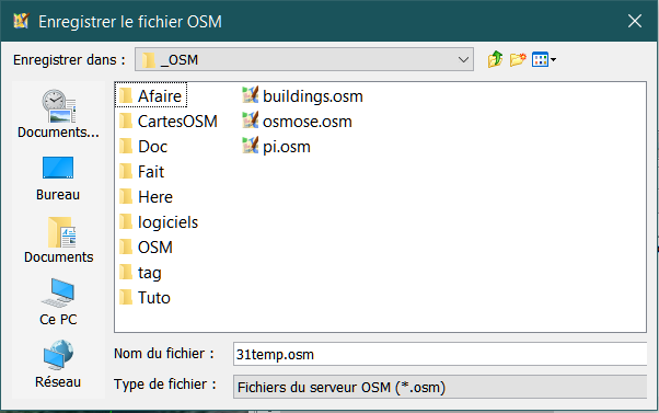 Fenêtre d'enregistrement