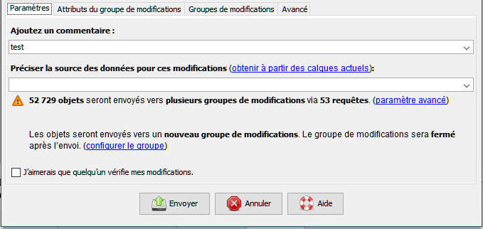 très gros envoi de données : paramètres