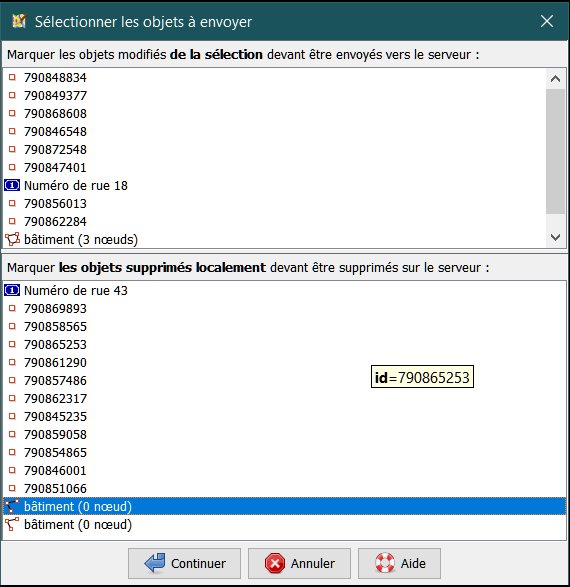 Envoyer la suppression d'un objet supprimé localement