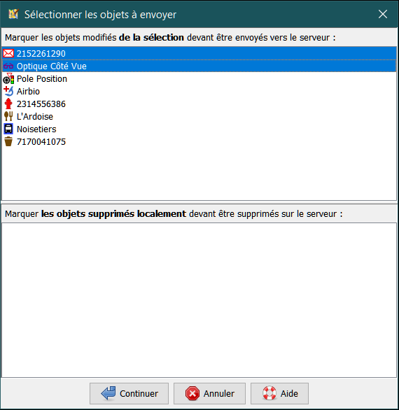 Envoyer plusieurs objets modifiés