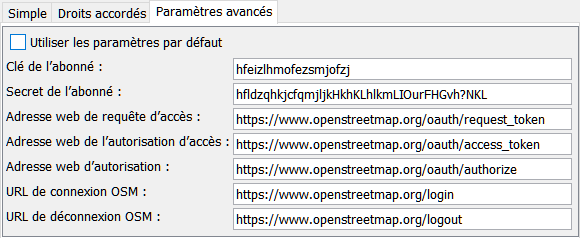 paramètres OAuth avancés de la méthode automatique
