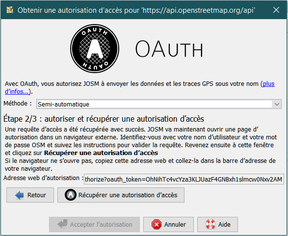 Autoriser la requête d’accès avec la méthode semi-automatique