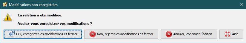 Modifications non enregistrées