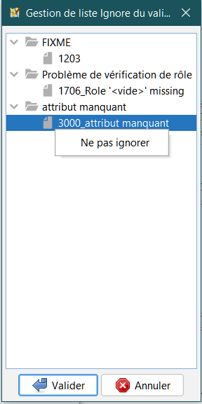 Gestion de liste Ignore