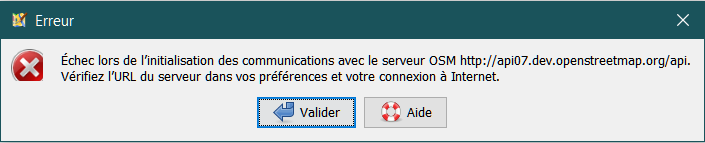 message "Impossible d'initialiser l'API OSM"