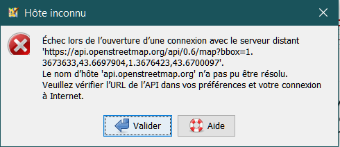 message "Réseau indisponible"