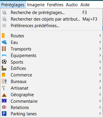 liste des préréglages