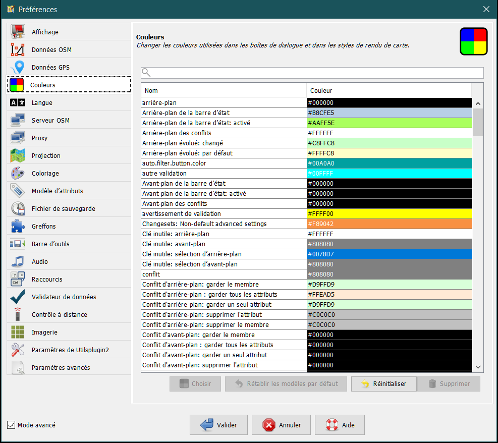 Préférences - Couleurs
