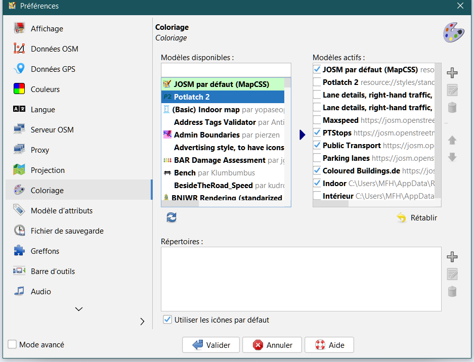 Préférences - Coloriage