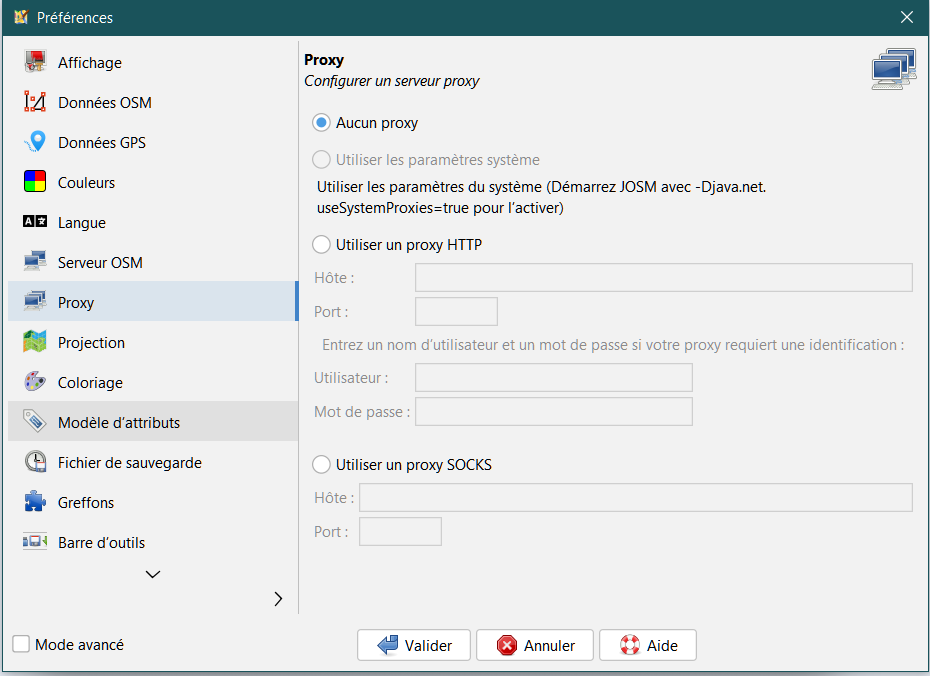 Préférences - Proxy