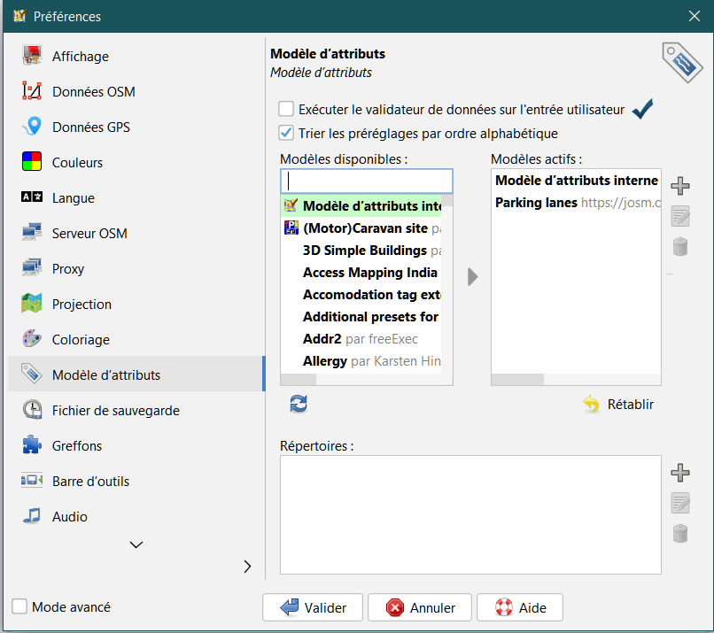 Activer le(s) Modèle d'attributs