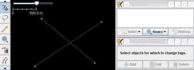 Example for left mouse click and overlapping ways