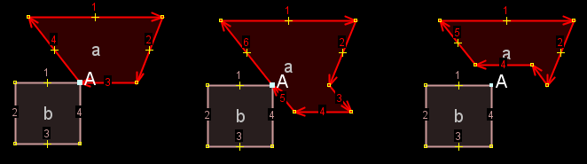 Ignore shared nodes enabled[[br]] 1. original, 2. extrude from 1 downwards, 3. extrude from 1 upwards