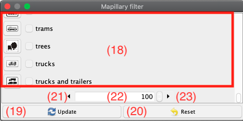 Mapillary Filter Dialog, pagination area