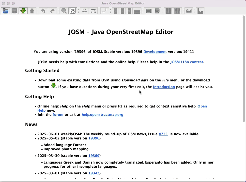 Logging in, selecting map, downloading data