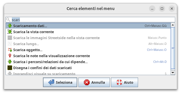 searchmenuitmes with Italian text