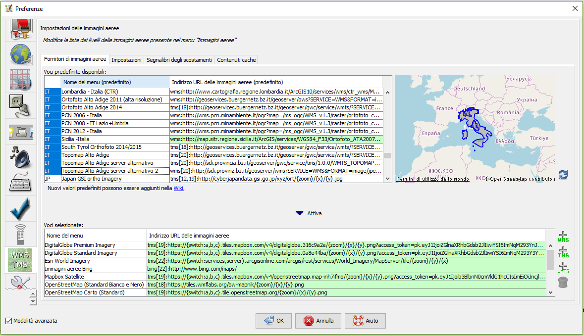 finestra immagini aeree